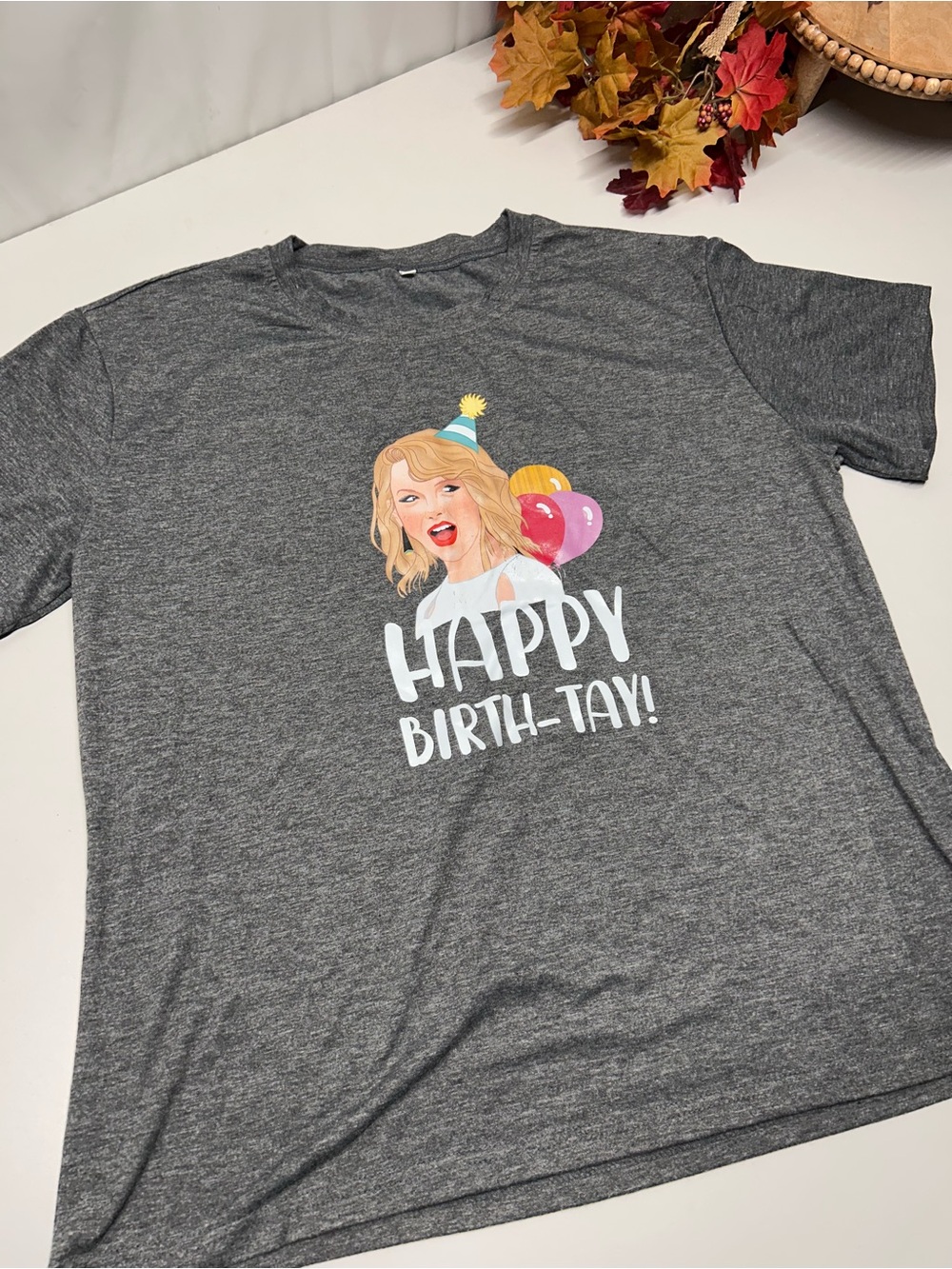XL Heather Gray 'Happy Birth-tay!' Graphic Tee